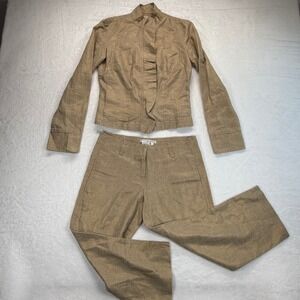 To The Max Linen Blend Suit Set Blazer Pants Career Interview Size 2